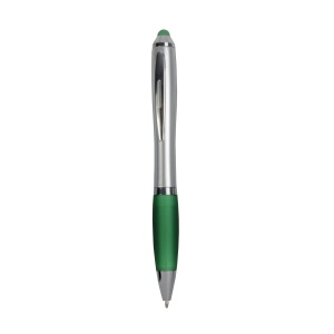 ON™ Plastic twist pen with silver barrel, rubberised coloured grip