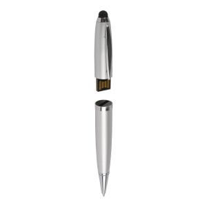 ON™ Plastic black ballpoint pen with 4 GB pen drive and touchscreen tip. Upload on request