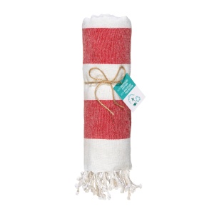 ON™ Recycled cotton fringed beach towel, size 90x170 cm