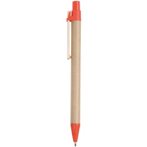 ON™ Recycled paper snap pen, coloured PP and wheat straw details, wooden clip