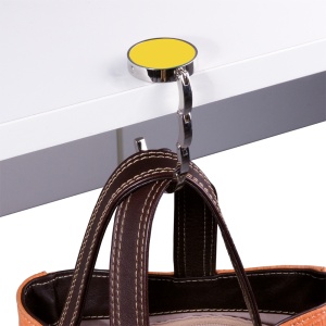 ON™ Round metal bag hook, dual-magnet reinforced closure, in a black box