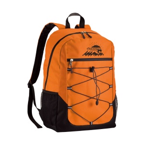 ON™ 600D polyester 4-pocket backpack (two mesh side pockets). Padded straps and back