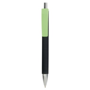 ON Plastic snap pen with tyre-effect rubberised black barrel and wide coloured clip