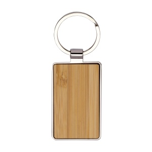 ON Rectangular metal key ring with bamboo front detail - Img 2