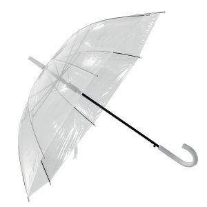 ON Umbrelă automată transparentă POE cu tijă de oțel și mâner curbat din plastic