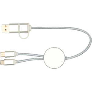 PF™ Alasia 5-in-1 recycled aluminium and plastic 30 cm data sync and 27W fast charge cable
