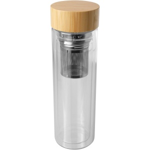 PF™ Bailey 400 ml borsilicate glass infuser bottle with bamboo lid
