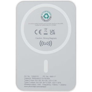 PF Baterie externă magnetică wireless Acrab 5000 mAh 15W cu alimentare de 20W - fabricată din plastic reciclat