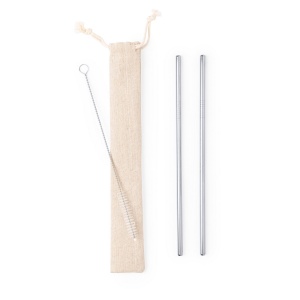 Reusable drinking straw set, 2 pcs with cleaning brush - Img 2