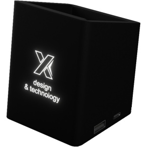 PF Caiet SCX.design O18 A5 cu baterie externă wireless de 5W, 4000 mAh și logo luminos
