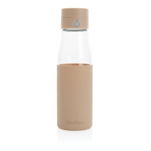XD™ Ukiyo glass hydration tracking bottle with sleeve