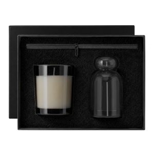 Avelon - Set Aromatic Difuzor Aromatic din Sticlă Aromă de Salvie Lemnoasă și Briză Marină 120 ml. Lumânare din Sticlă Aromă de Ceai Zen Muxi