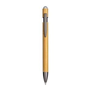 Bamboo and metal click pen. Burnished details and touch screen grommet - Img 3