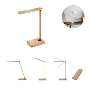 hi!™ MOREY Foldable desk lamp with ultra-fast 15W wireless charger made of bamboo - Img 1