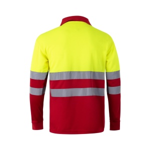 hi!™ VL VULCAN Tricou polo bicolor cu ochi de pasăre (160g/m²) cu mâneci lungi, din poliester (100%)