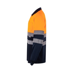 hi!™ VL VULCAN Tricou polo bicolor cu ochi de pasăre (160g/m²) cu mâneci lungi, din poliester (100%)