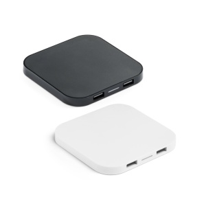 HI CAROLINE. Încărcător wireless super rapid 15W cu HUB 2 porturi USB-A din ABS reciclat (60% rABS)
