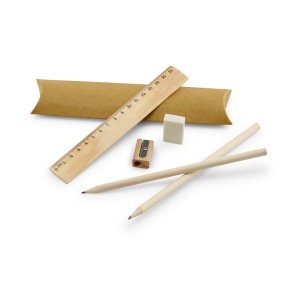 HI RHOMBUS. School writing set: ruler, pencil, eraser and sharpener