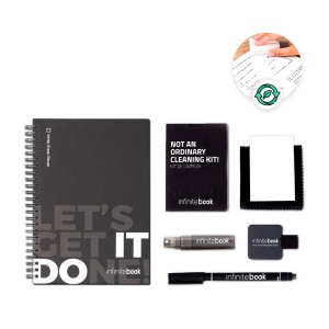 HI STARTER KIT INFINITEBOOK. Kit „Infinitebook” cu copertă tare, 1 kit de curățare, 1 marker și 1 suport pentru pix