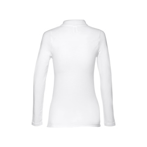 HI THC BERN WOMEN WH. Women's long-sleeved polo shirt in cotton piqué and viscose with removable label - Img 4