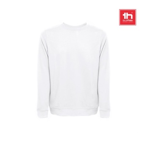 HI THC COLOMBO WH. Unisex sweatshirt in Italian with ribbed collar, cuffs and waistband. White