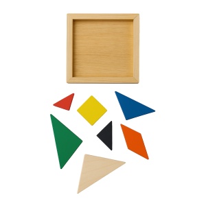 Joc tangram din lemn colorat, 7 piese - Img 3