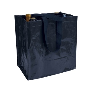 Laminated 120 g/m2 PP bottle shopping bag (6 bottles), short ribbon handles - Img 5