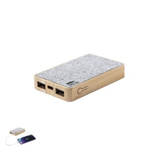 MAK Bralty - Power Bank Polyester RPET/ Bamboo 5000 mAh. 2 USB Outputs. Type C Output and Input - Img 3