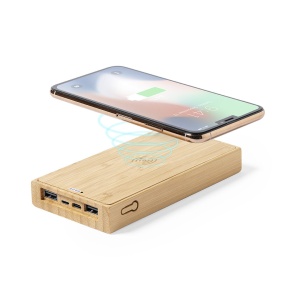 MAK Diuk - Power Bank Bamboo Wireless 5W. 10000 mAh. Solar Charging. 2 USB Outputs. Type C Output and Input - Img 5