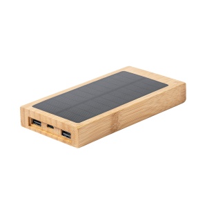 MAK Diuk - Power Bank Bamboo Wireless 5W. 10000 mAh. Solar Charging. 2 USB Outputs. Type C Output and Input - Img 6