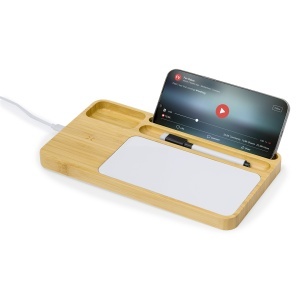 MAK Lautrec - Organizer Charger Bamboo Wireless 15W. Felt Tip Pen and Eraser Included