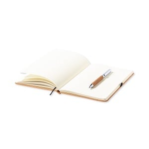 MAK Nauthax - Set Recycled Leather/ Metal Notepad Hard Cover. 100 Sheets. Pen