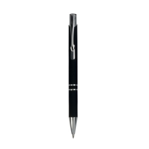 ON™ Aluminium snap pen with rubberised grip with 2 chrome trim rings