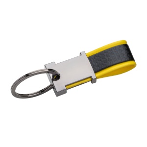 ON™ Keyring in burnished metal and two-tone PU, with space suitable for resin logo