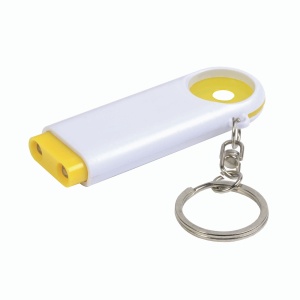 ON™ Plastic key ring with shopping trolley token and 2-LED light