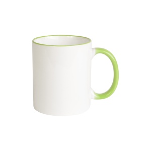 ON™ White grade A ceramic mug with coloured handle and edge, For dishwashers