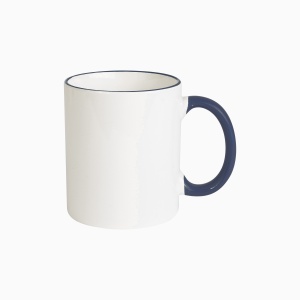 ON™ White grade A ceramic mug with coloured handle and edge, For dishwashers