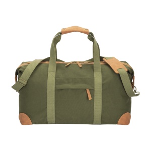 ON™ Recycled canvas duffle bag. Adjustable and removable shoulder strap with metal buckles