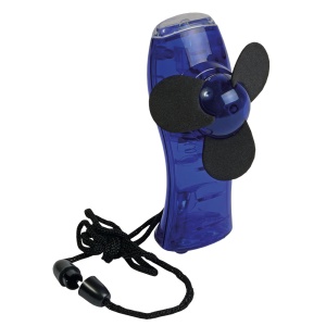 ON™ Mini pocket fan with built-in 2-LED torch light (AA batteries not included)