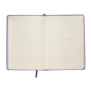 ON™ PU notebook with coloured elastic, ruled sheets (80 pages), ivory colour, satin bookmark