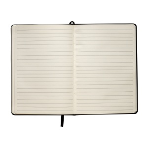ON™ PU notebook with coloured elastic, ruled sheets (80 pages), ivory colour, satin bookmark
