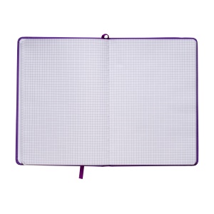 ON™ PU notebook with coloured elastic, squared sheets (80 pages), satin bookmark