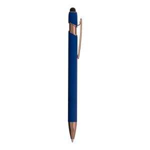 ON™ Rubberized aluminium snap pen with touch screen eraser and metal clip