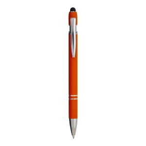 ON™ Rubberized aluminium snap pen with touch screen eraser and metal clip