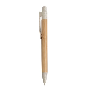 ON™ Push button ball pen with bamboo barrel and wheat-straw (50%) and PP (50%) fittings