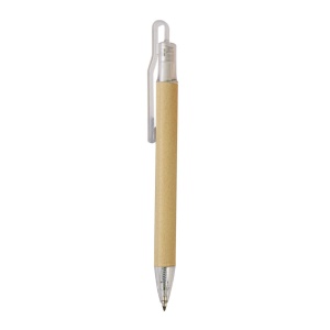 ON™ Push button ball pen with recycled carton barrel and plastic fittings