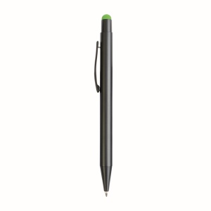 ON™ Aluminum push button ball pen with colored touch screen and laser engraved logo