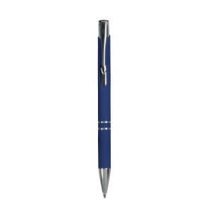 ON™ Aluminium snap pen with rubberised grip with 2 chrome trim rings