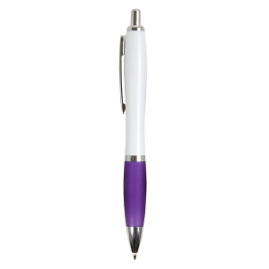 ON™ ABS plastic snap pen with white barrel, Italian flag-coloured grip and metal clip