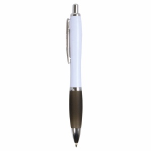 ON™ ABS plastic snap pen with white barrel, Italian flag-coloured grip and metal clip